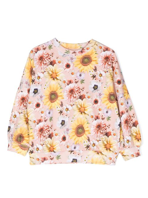 Floral-print organic cotton sweatshirt - Pink