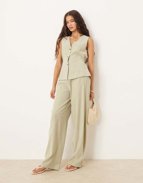 High waisted tailored trouser co-ord in sage green