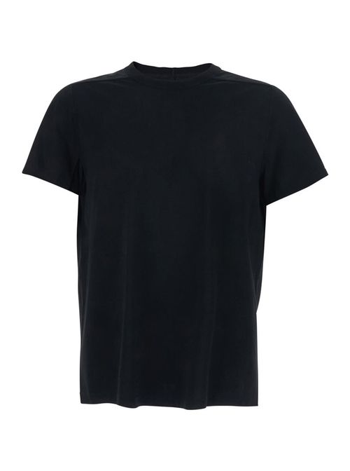 Black Crew Neck T-Shirt With Tone On Tone Stitching In Cotton Man