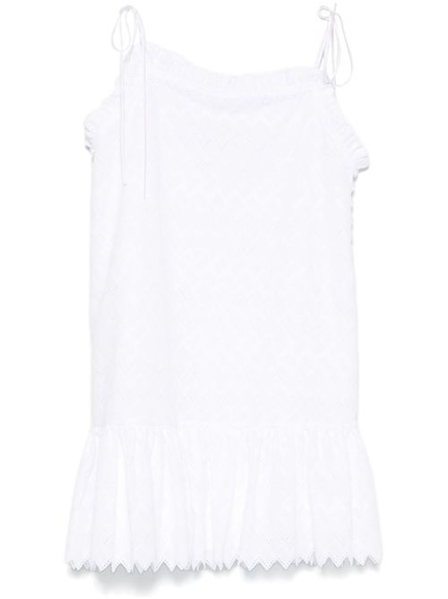 Zigzag pattern mini dress - White