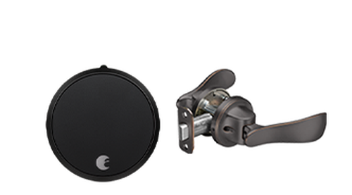 August Smart Lock Pro + Connect with Navis Paddle in Bronze - Dark Gray
