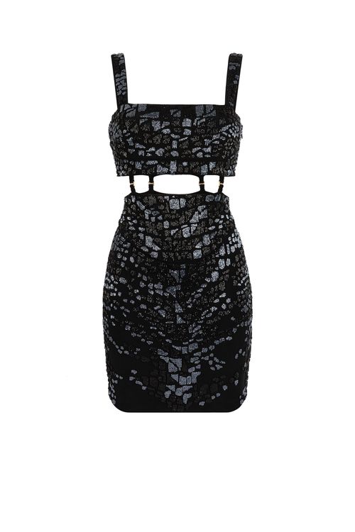 Leopard Bead-embellished Mini Dress