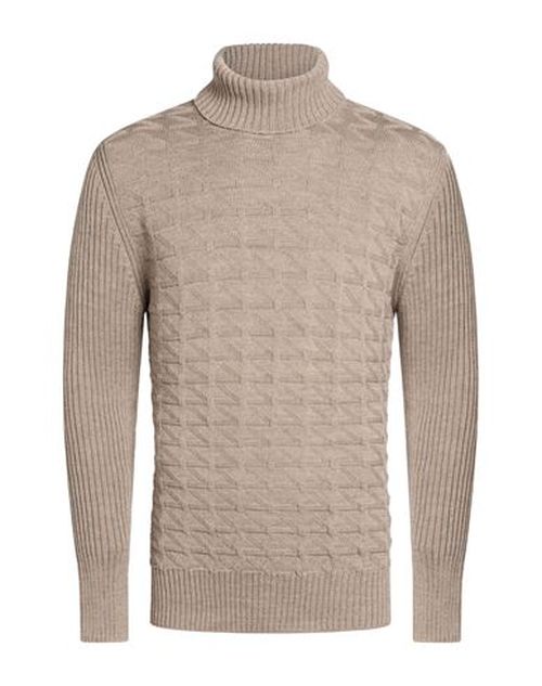Man Turtleneck Taupe Size XL Merino Wool, Acrylic