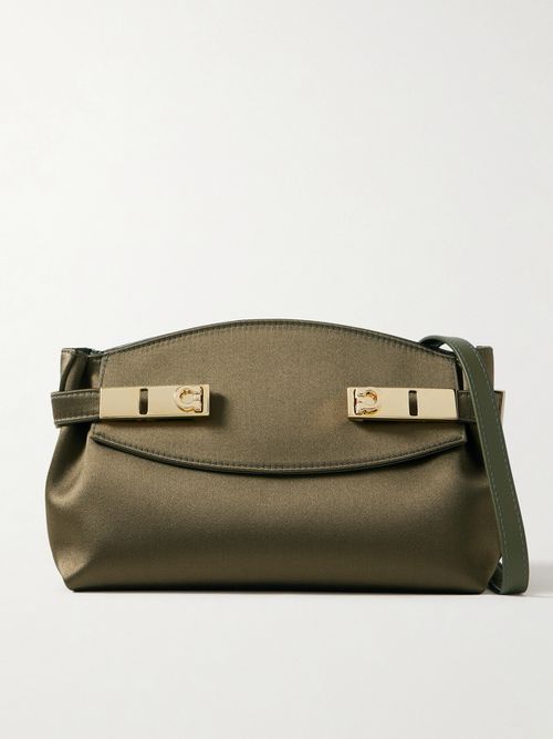 Hug Satin Shoulder Bag - Green