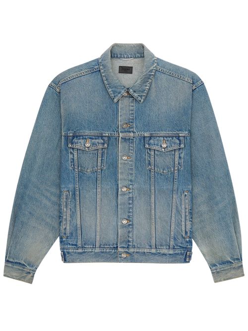 Front-Button Cotton Jacket with Pointed Collar and Flap Patch Pockets