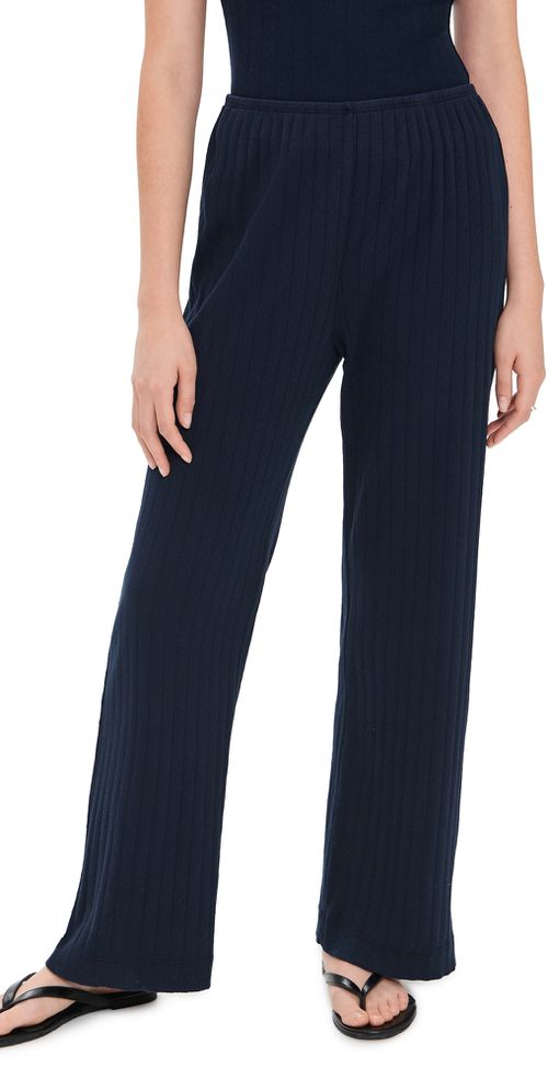 The Pointelle Simple Crop Pants Navy
