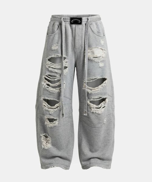 Destroyed Raw-Edge Joggers