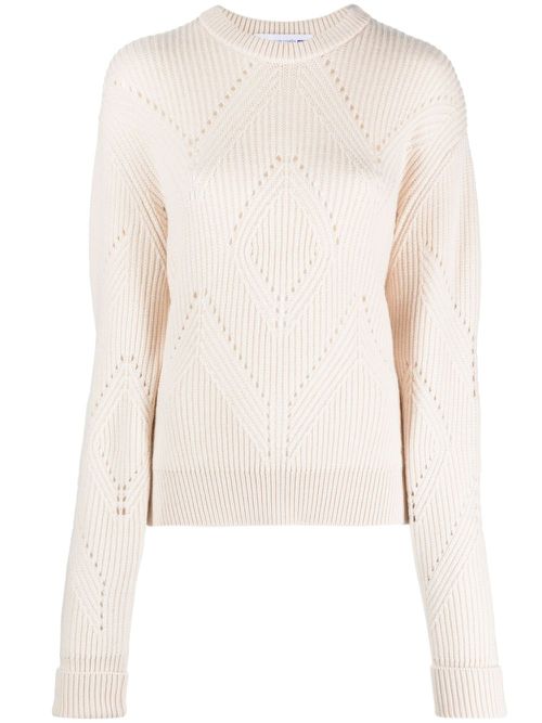 Chunky-knit virgin wool blend jumper - Neutrals