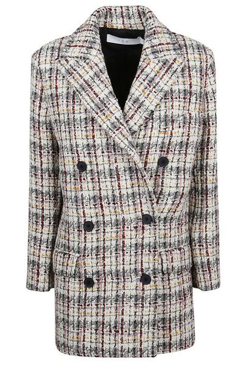 Iro Checkered Buttoned Tweed Coat