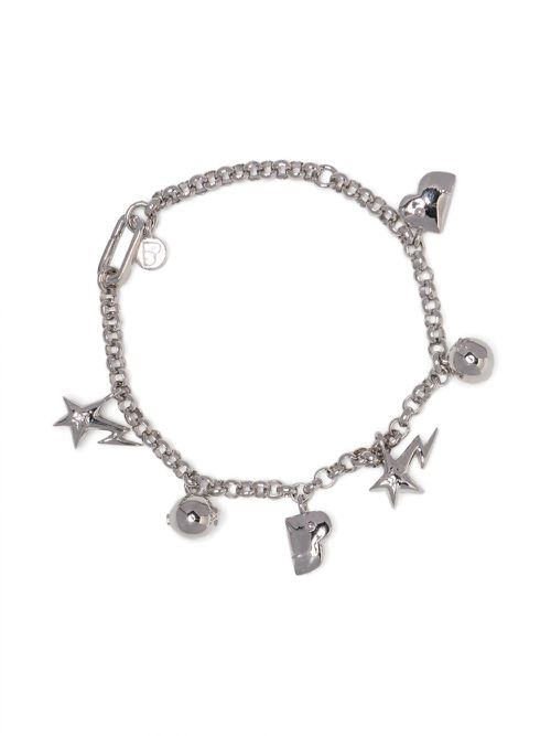Charm-detail silver tone bracelets