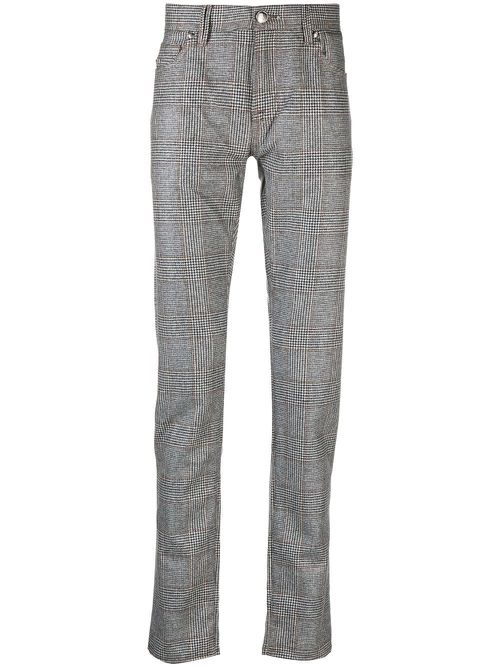 Checked straight-leg trousers - Neutrals