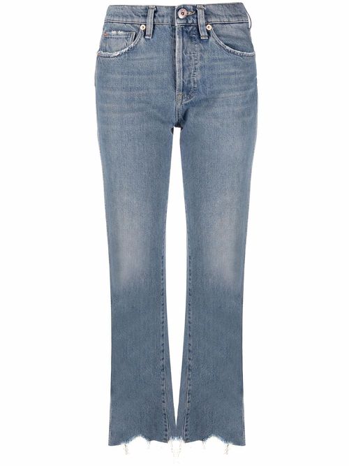 Raw-hem straight-leg jeans - Blue