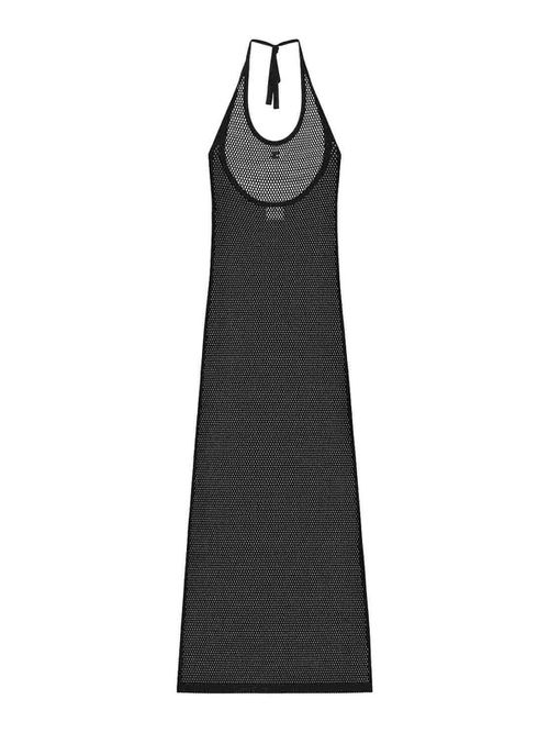 Long Black Perforated Cotton Dress