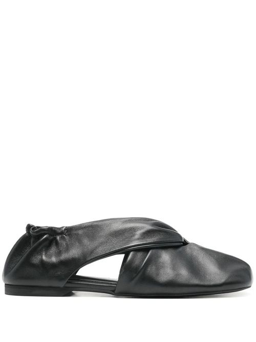 Alaula Black Leather Ballet Flats Shoes