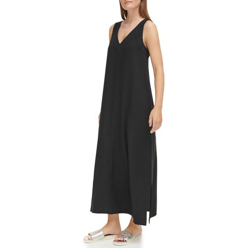 LINEN DRESS - BLACK L:- Black