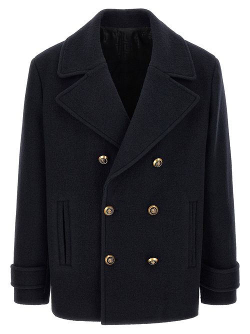 Virgin Wool Double-Breasted Coat — Black