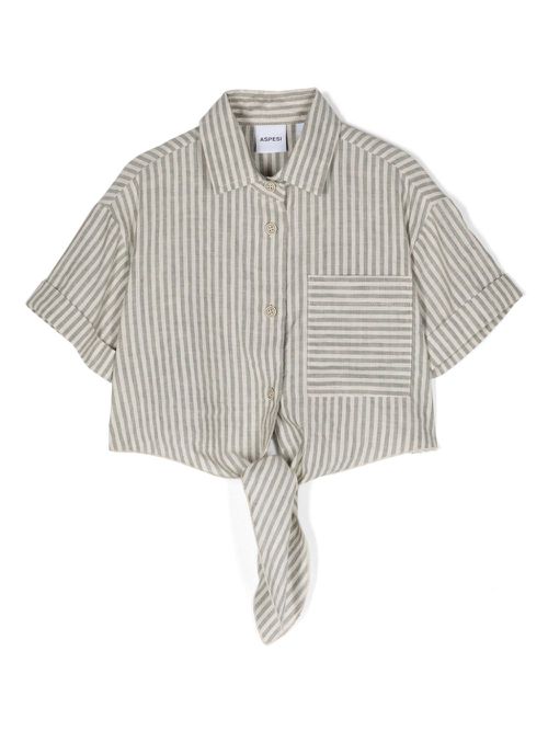 Striped cropped shirt - Green
