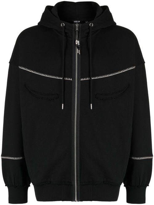 Distressed hooded jacket - Black