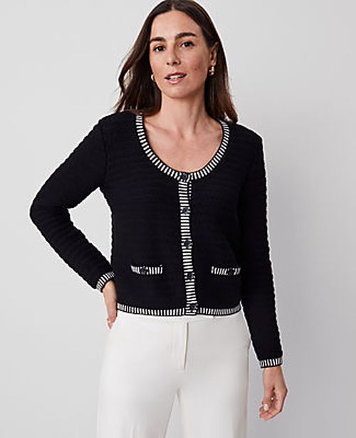 Ann Taylor Geo Stitch Sweater Jacket