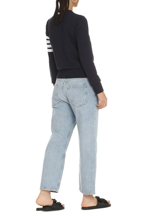 Cotton Crew-Neck Sweatshirt — Blue