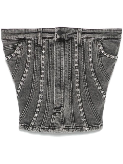 Spiral denim studded bustier - Black