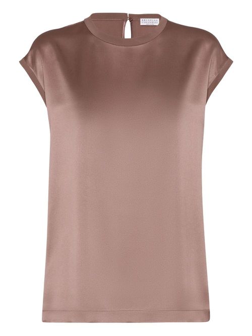 Satin T-shirt - Brown