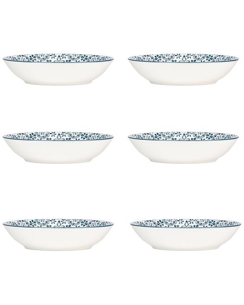 Set Of 6 Mediterranean Blue Dinner Bowls