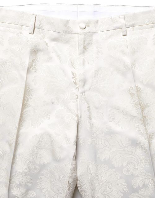 Floral Jacquard Trousers — White