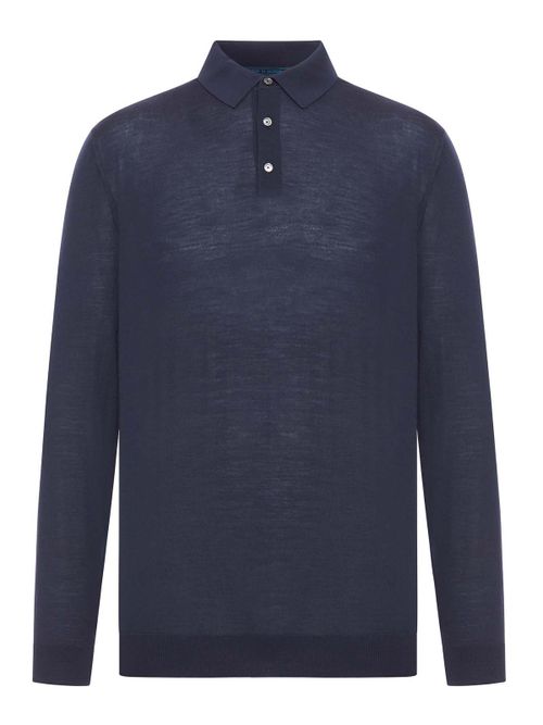 Long-Sleeved Wool Polo Shirt