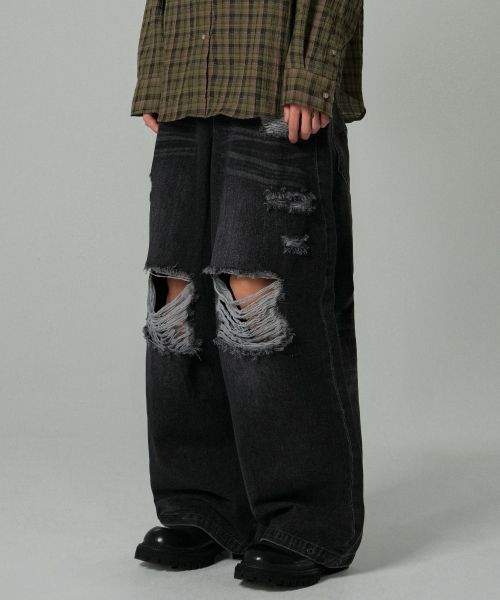 Solar Damage Maxi Denim Pants Black