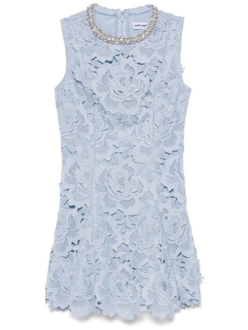 Floral-lace mini dress - Blue
