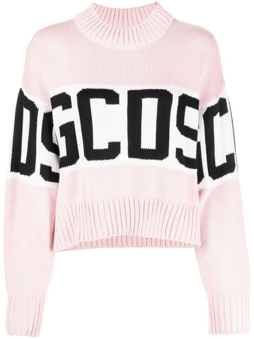 Intarsia-knit wool-blend jumper - Pink