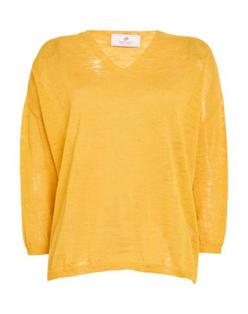 Woman Sweater Mustard Size L Linen, Polyester