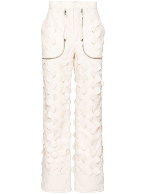 Laser-slashed padded trousers - Neutrals