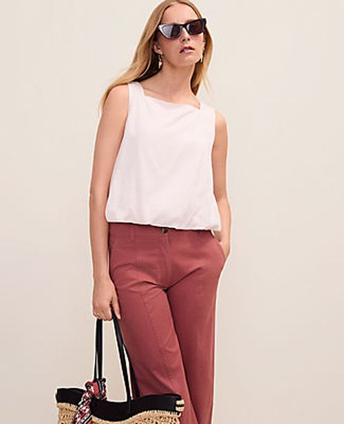 Ann Taylor Petite Weekend Bubble Hem Tank Top in Linen Blend