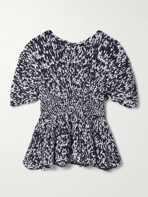 Mathilde Cotton-blend Peplum Top - Blue