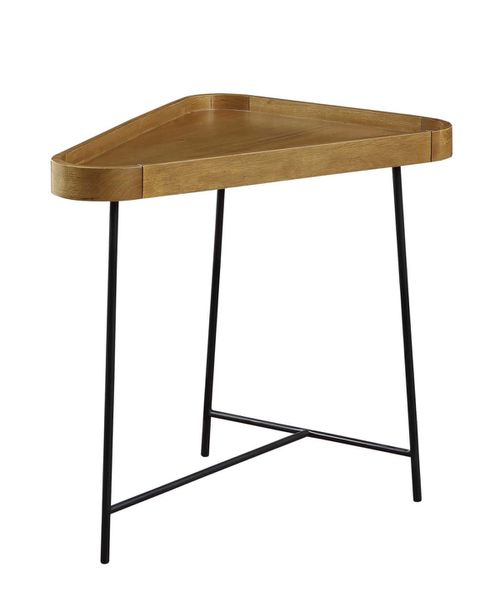 Lunar Triangle End Table - Driftwood Top, Black Frame