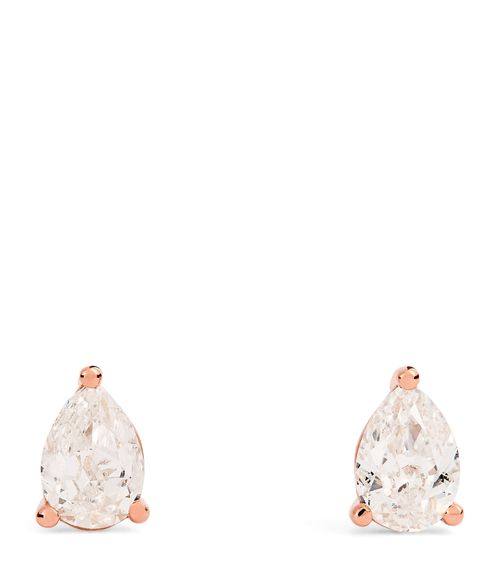 Rose Gold and Diamond Pear Stud Earrings