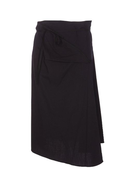 Wrapped Asymmetric Tied Midi Skirt