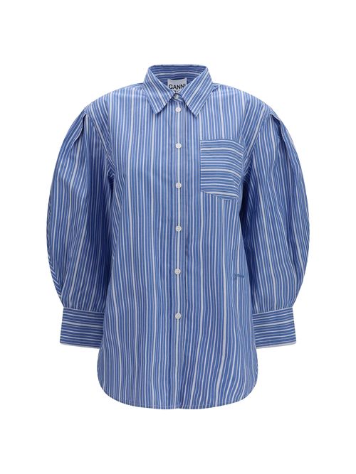 Striped Cotton Shirt — Navy