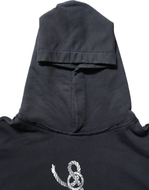 Anchor-Embroidered Cotton Hoodie — Black