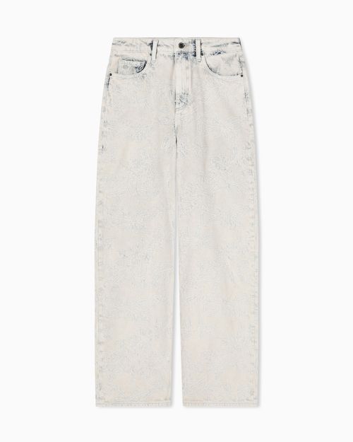 Relaxed Fit Bleached Denim Jeans with Vintage Effect