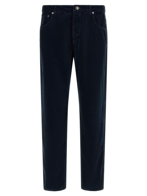 Blue Straight Flat Front Pants