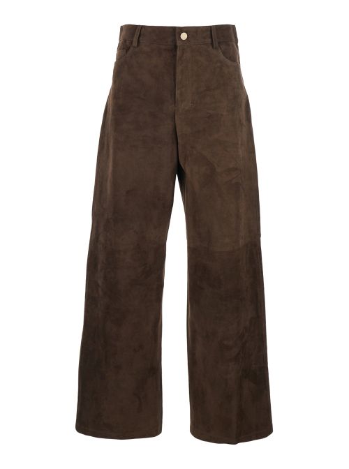 Suede Lambskin Trousers — Brown