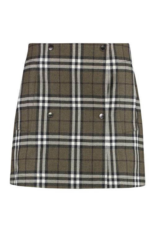 Green Tailored Check Mini Skirt