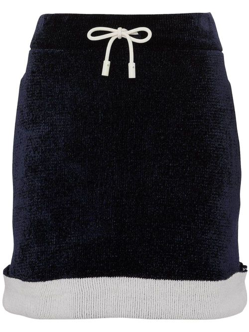 Contrast-hem chenille mini skirt - Blue