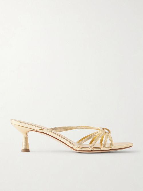 Abby Metallic Leather Mules - Gold