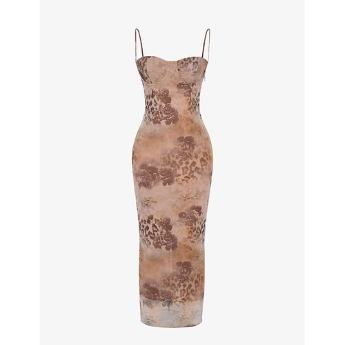 Womens Cream Floral Aiza Floral-print Stretch-mesh Maxi Dress