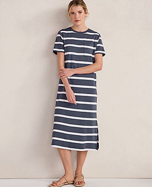 Ann Taylor Haven Well Within Organic Cotton Interlock Striped Short Sleeve Dress