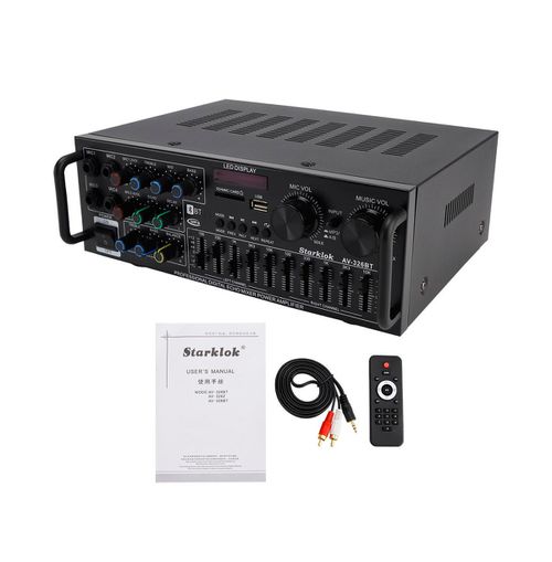 800W Bluetooth Stereo Amplifier, 2.1 Channel Home Audio with Karaoke, Usb/Sd & Fm Radio - Black